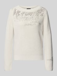 Sweter z dzianiny z obszyciem ozdobnymi kamieniami od monari - 9