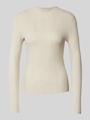 Longsleeve aus Viskose mit Stehkragen von comma Beige - 48