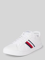 Ledersneaker mit Kontraststreifen Modell 'ICON COURT' von Tommy Hilfiger Weiß - 46