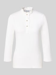 Blouse met lange mouwen van mix van viscose en elastaan met ruches van MORE & MORE - 1