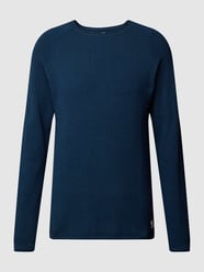 Gebreide pullover met labelpatch, model 'HILL' van Jack & Jones Turquoise - 48