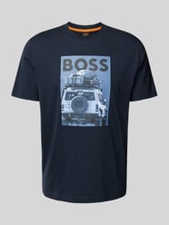 T-Shirt mit Label- und Motiv-Print Modell 'mextour' von BOSS Orange Blau - 36