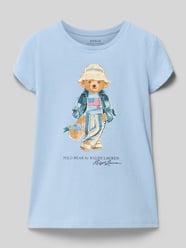 damski t-shirt o kroju regular fit z czystej bawełny z motywem nadruk polo bear od Polo Ralph Lauren Teens - 3