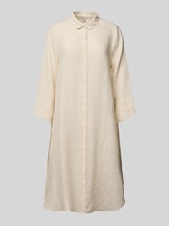 Knielanges Hemdblusenkleid aus Leinen mit 3/4-Arm Modell 'GRACY' von 0039 Italy Beige - 36