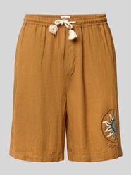 straight fit short van mix van linnen en viscose met motiefstitching van Scotch & Soda - 27