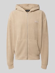 Oversized Fit Sweatjacke mit Label-Detail Modell 'Mezzano' von PEGADOR Beige - 20