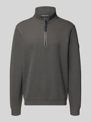 Sweter z kołnierzem zapinanym, krój regular fit, ze stójką i zamkiem błyskawicznym od LERROS - 1