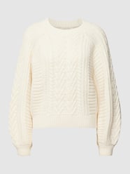 Sweter z dzianiny z wzorem warkocza od REVIEW Beżowy - 47