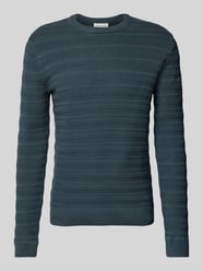 Regular Fit Strickpullover aus reiner Baumwolle mit Strickmuster von Tom Tailor Blau - 39