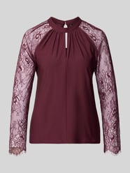 Longline Langarmbluse mit Spitzenärmeln von VERO MODA Bordeaux - 12