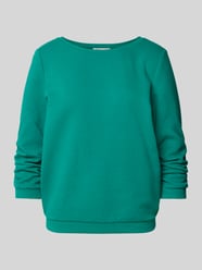 Shaped fit sweatshirt van biologische katoenmix met 3/4-mouwen en dobbystructuur van Tom Tailor Denim Groen - 35