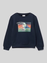 Regular Fit Sweatshirt mit gummiertem Frontprint von s.Oliver RED LABEL Blau - 39