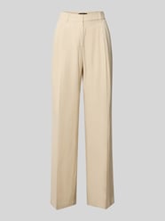 Regular fit stoffen broek met bandplooien van Zero Beige - 1