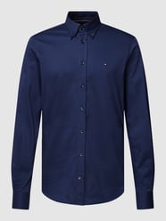 Slim Fit Business-Hemd  mit Label-Stitching von Tommy Hilfiger Tailored Blau - 32