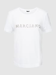 T-shirt z ozdobnymi kamieniami model ‘SIMONE’ od Marciano Guess Biały - 27