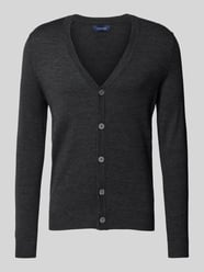 Slim fit cardigan van wolmix met V-hals van Christian Berg Men Grijs / zwart - 17