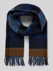 Schal aus Wolle mit Fransen Modell 'Inverness' von Barbour Blau - 1