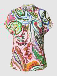 Blouseshirt van viscose met all-over motief, model 'Paisley' van Emily Van den Bergh Roze - 7