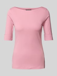 T-shirt met geribde boothals, model 'JUDY' van Lauren Ralph Lauren Fuchsia - 22