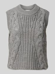 Regular Fit Pullunder mit Wollanteil und Zopfstrickmuster Modell 'KEYSA' von Vero Moda Grau - 3