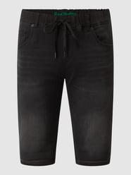 Jeansbermudas mit elastischem Bund Modell 'Wilson' von Blue Monkey Schwarz - 19