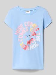 damski t-shirt o kroju regular fit z błyszczącym nadrukiem od s.Oliver RED LABEL - 18