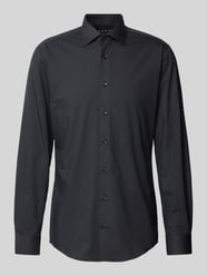 Slim Fit Business-Hemd mit Kentkragen von Eterna Schwarz - 3