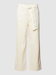 Stoffen broek met stoffen ceintuur van Marc Cain Wit - 37