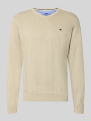 Strickpullover mit Label-Strickerei von Fynch-Hatton Beige - 26