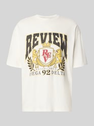 T-shirt z nadrukiem z logo i okrągłym dekoltem od REVIEW - 30