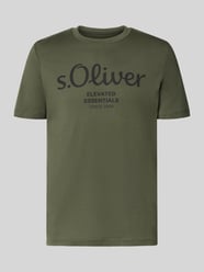 krój regular fit t-shirt z czystej bawełny model 'BASIC TEE BIG LOGO' od s.Oliver RED LABEL - 24