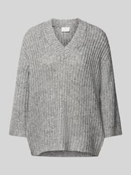 Gebreide pullover met V-hals, model 'vinda' van Kaffe Grijs / zwart - 11