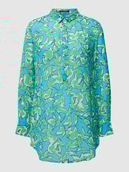 Lange blouse met all-over motief van comma Blauw / turquoise - 17