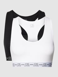 Bustier met elastische logoband van QS by s.Oliver Grijs / zwart - 9