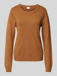 Gebreide pullover met ronde hals, model 'Viril' van Vila Bruin - 7