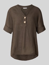relaxed fit linnen blouse met v-hals model 'Is44sii' van ZABAIONE - 16