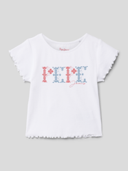 T-shirt z nadrukiem z logo model ‘NATALIE’ od Pepe Jeans Biały - 15