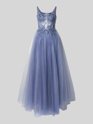 Abendkleid aus Tüll mit Stitchings und Pailletten von unique - 3