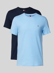 Slim Fit T-Shirt mit Logo-Stitching im 2er-Pack von Tommy Jeans Blau - 12