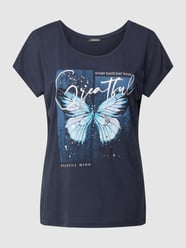 T-shirt met motiefprint van Montego Blauw / turquoise - 4