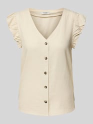 Regular Fit Leinenblusentop mit V-Ausschnitt Modell 'FALAKKA' von B.Young Beige - 5
