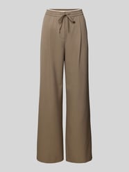Stoffen broek met elastische band en tunnelkoord van Jake*s Collection Beige - 16