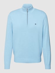 Strickpullover mit Label-Stitching Modell 'Troyer' von Fynch-Hatton Blau - 43
