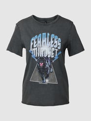 T-shirt met motiefprint, model 'LUCY' van Only Grijs - 7