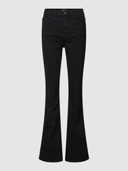 Flared Cut Jeans in unifarbenem Design Modell 'PEGGY' von Pieces Schwarz - 8