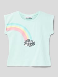 T-shirt z aplikacją z motywem od Happy Girls Zielony - 2