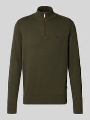 Sweter z dzianiny o kroju regular fit z czystej bawełny z kołnierzem zapinanym od bugatti - 5