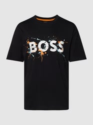 T-Shirt mit Label-Print Modell 'TeeArt' von BOSS Orange Grau / Schwarz - 18