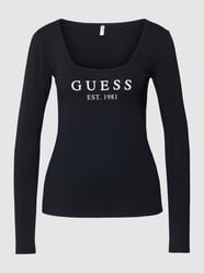 Shirt met lange mouwen en labelprint, model 'CARRIE' van Guess Grijs / zwart - 12