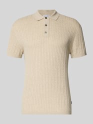 Slim Fit Strick-Poloshirt mit Zopfmuster Modell 'EMIL' von JACK & JONES Beige - 19